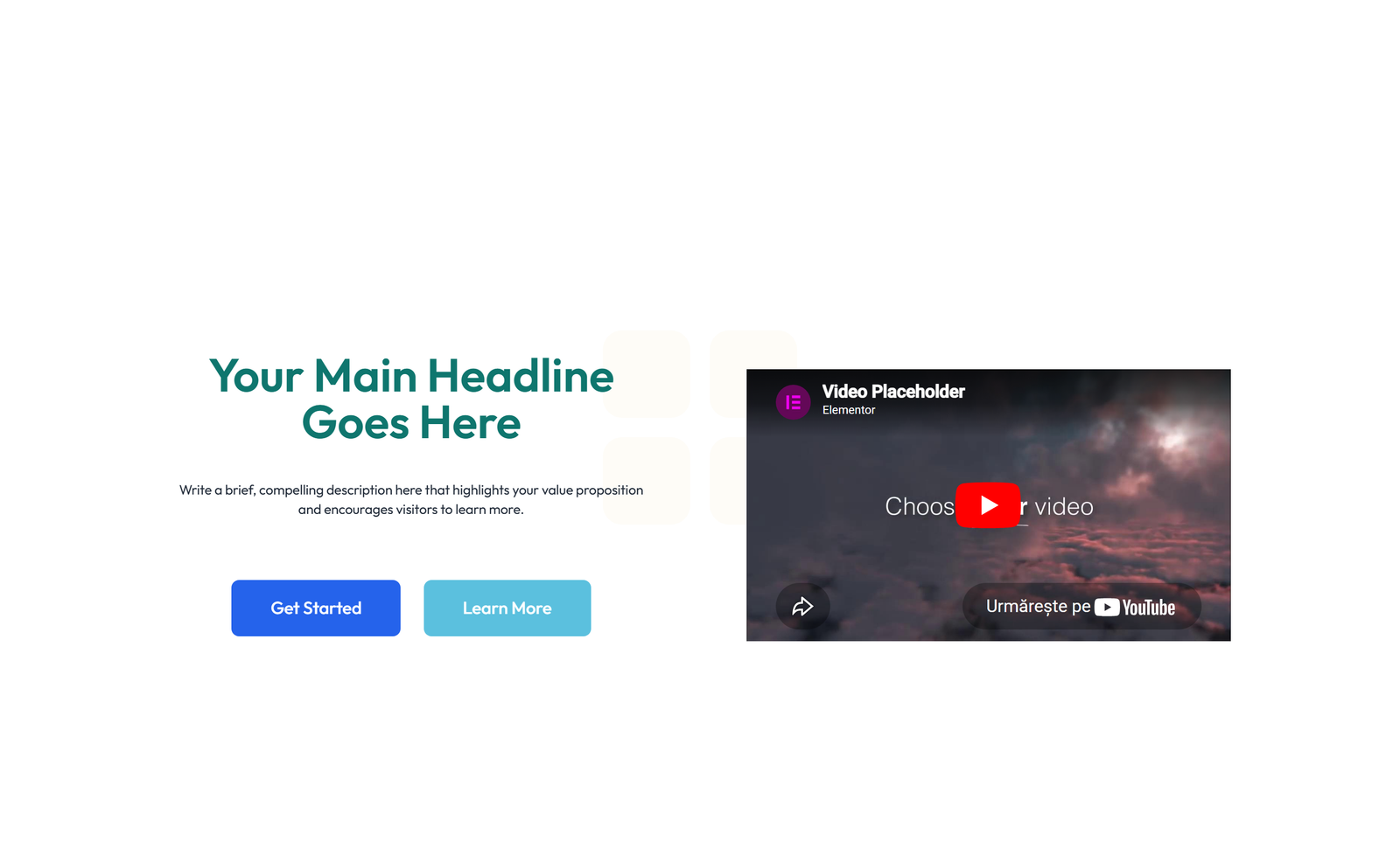 Centered Hero with H1, Subtitle, Two CTA Buttons 58 - Elementor component