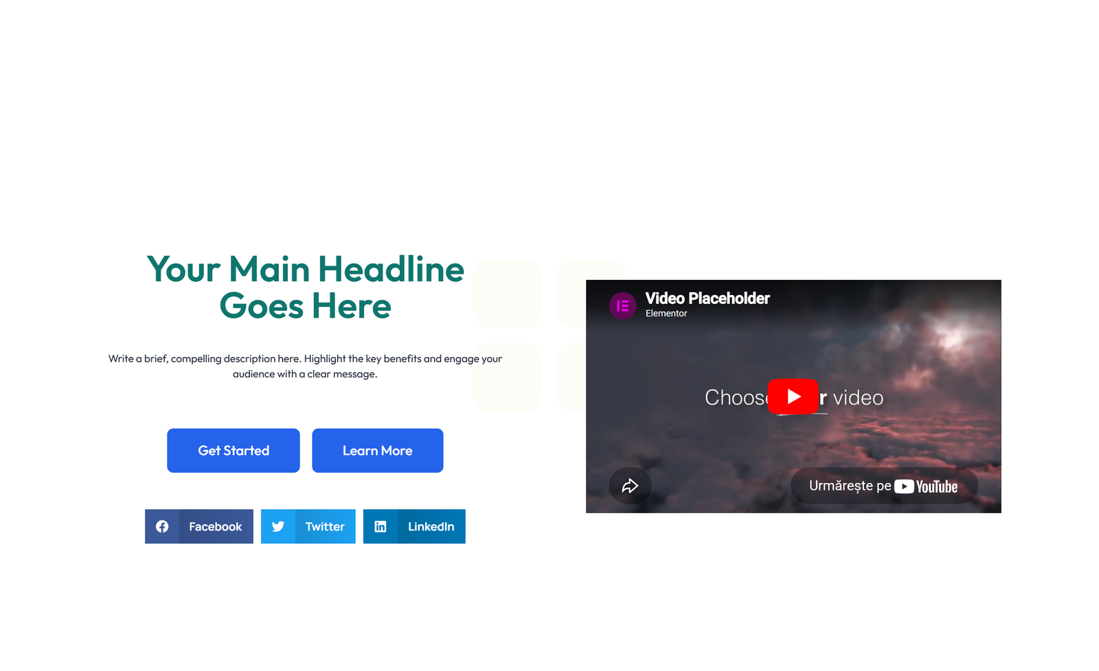 Centered Hero with H1, Subtitle, CTA Button 61 - Elementor component