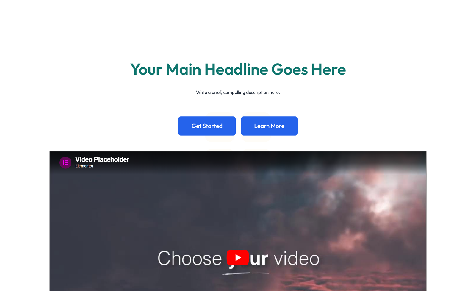 Centered Hero with H1, Subtitle, CTA, Social Icons 61 - Elementor component