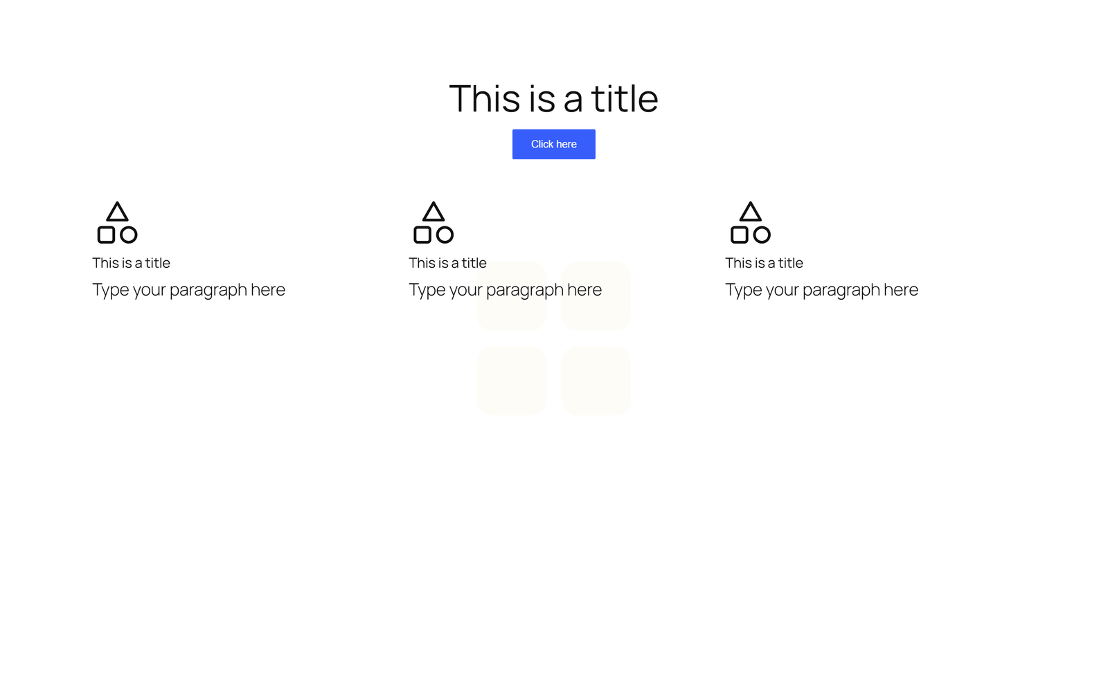 Screenshot of Centered Hero with Three Icon Cards - Elementor Hero Sections component