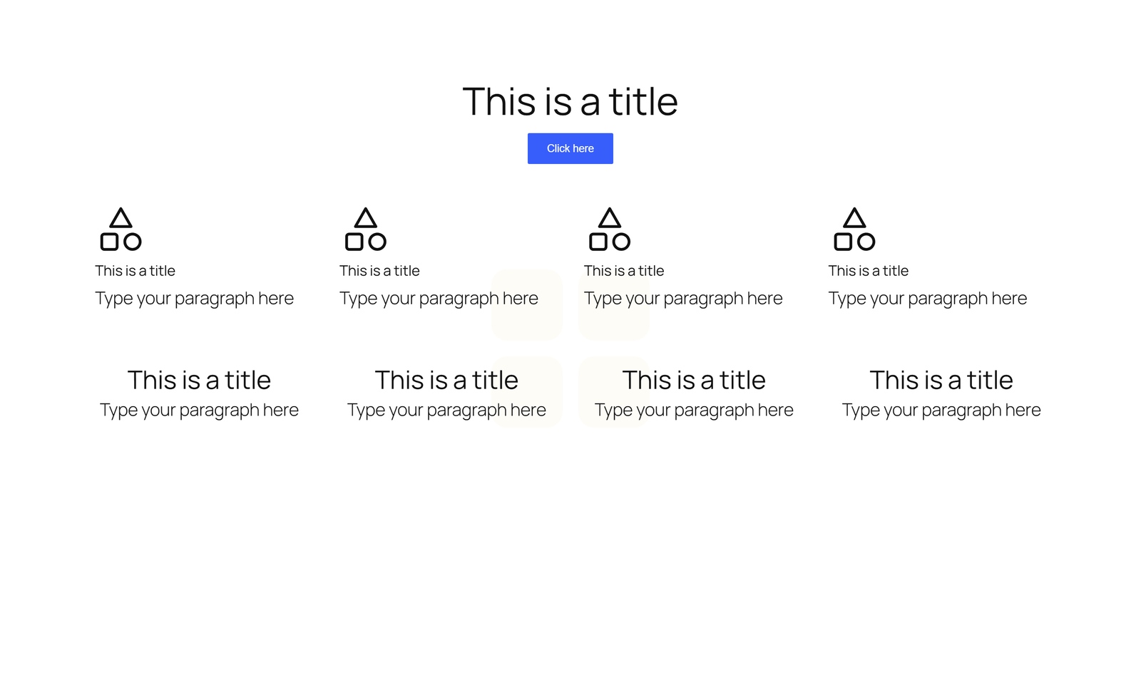 Centered Hero with Single Button, 4 Icon Cards, and 4-stat Counter - Elementor component
