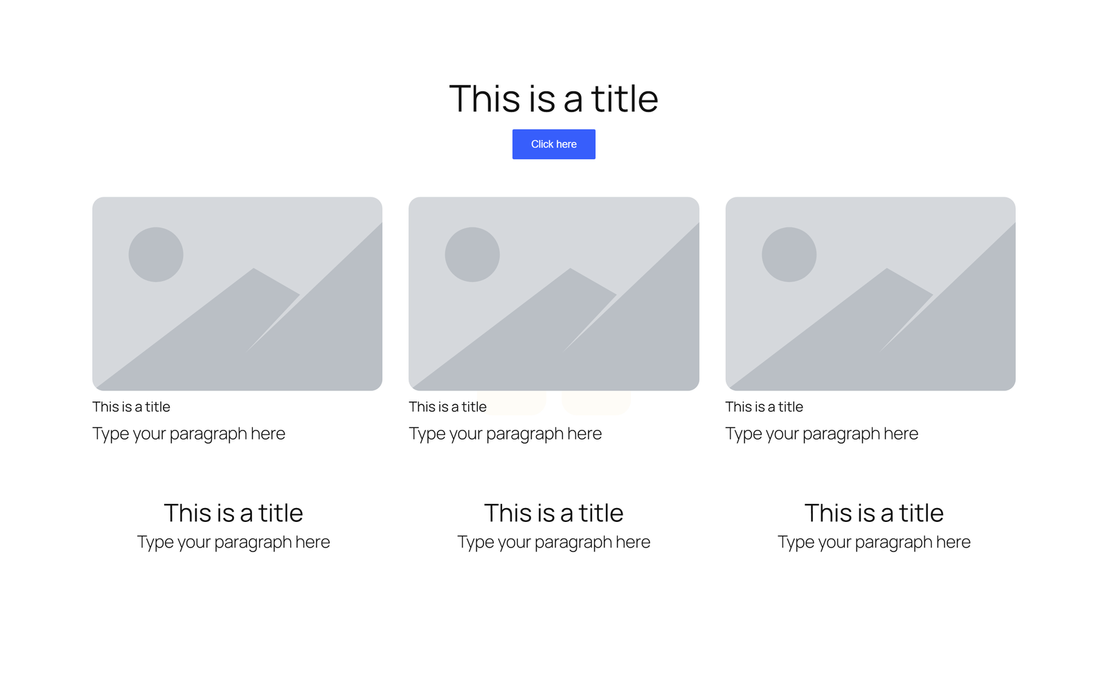 Centered Hero with Single Button, 3 Image Cards, and 3-stat Counter - Elementor component