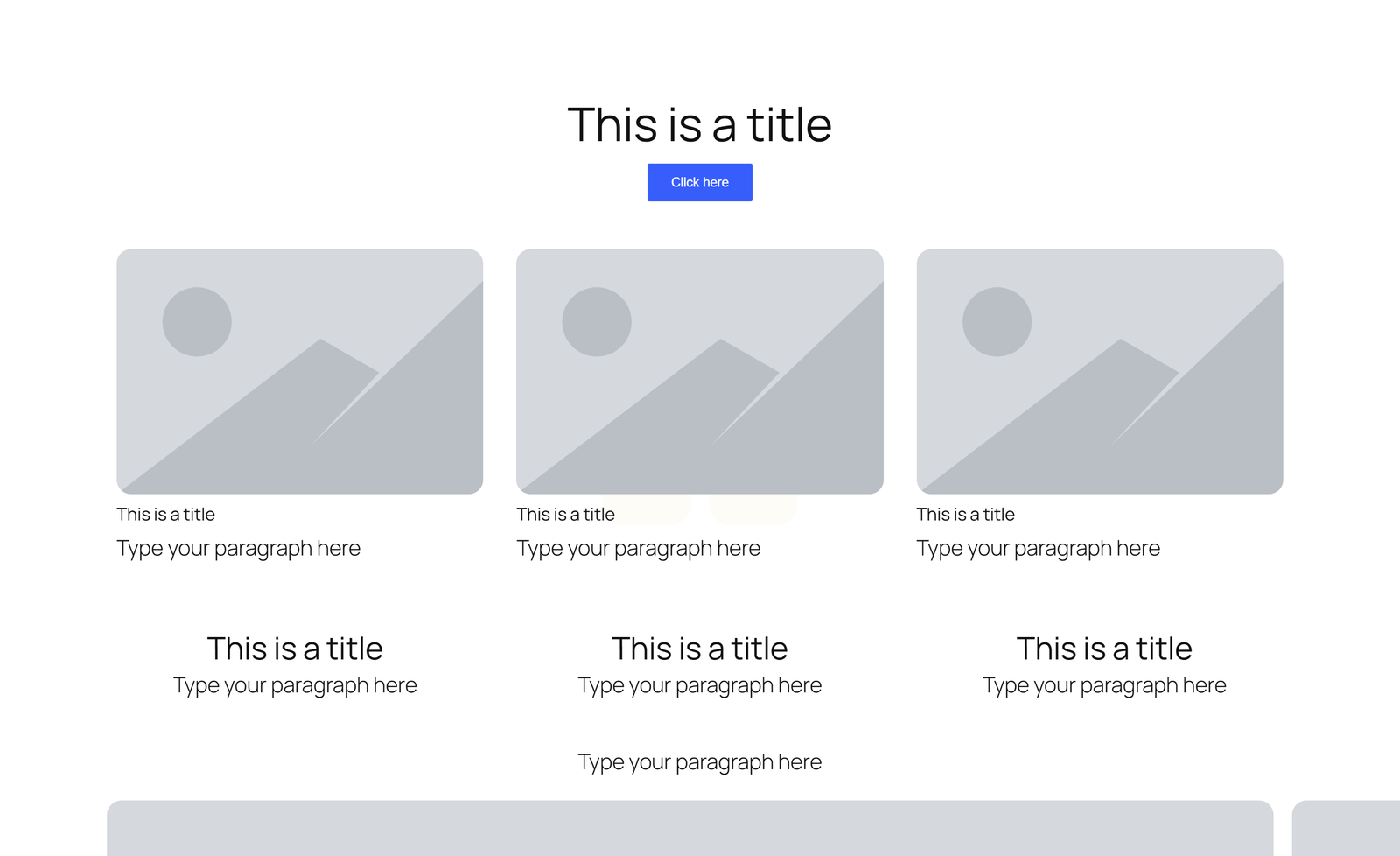 Centered Hero with Single Button, 3 Image Cards, 4-logo Row, 3 - Elementor component