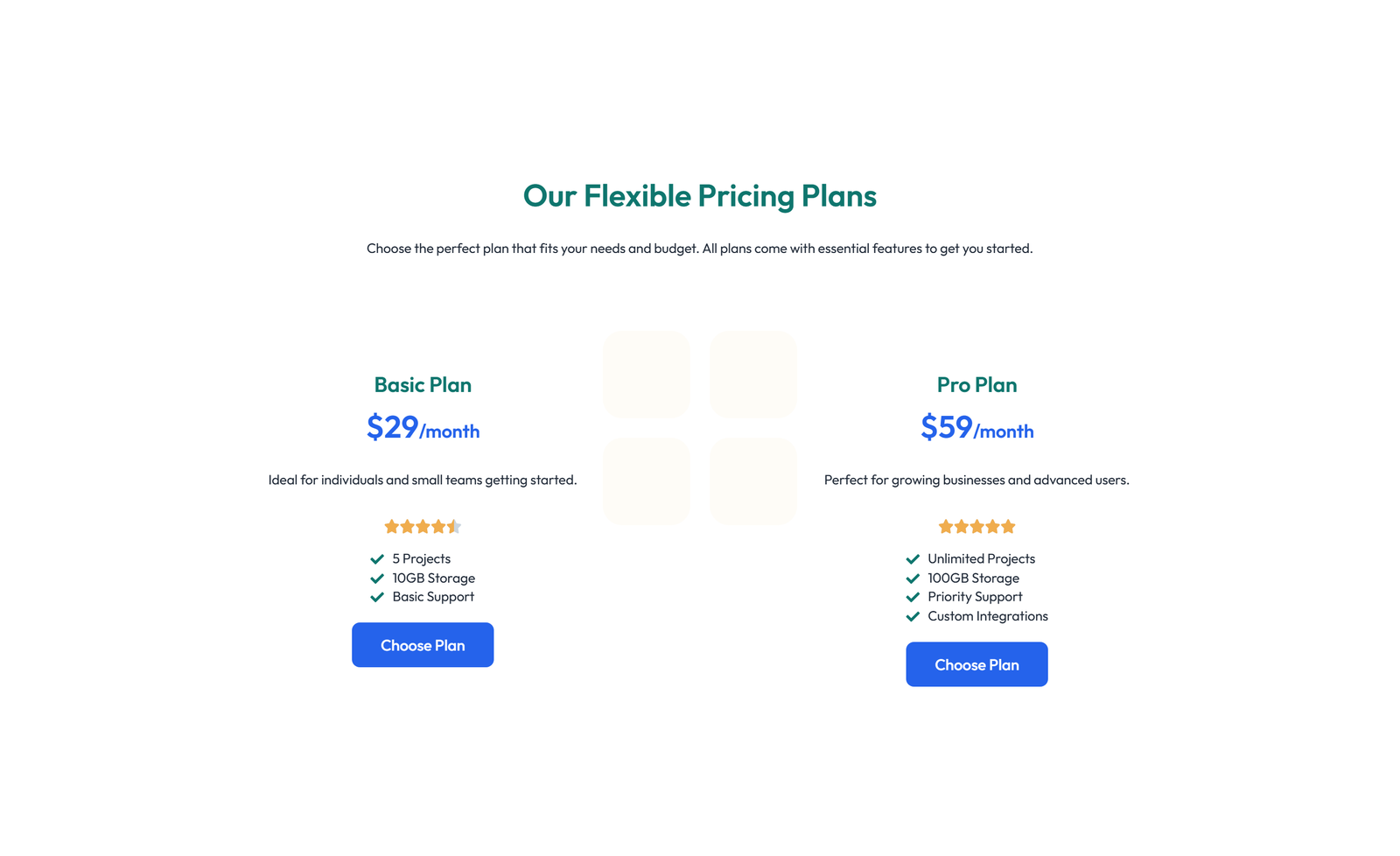 Screenshot of Pricing with 3-column Price Table Comparison 7 - Elementor Pricing Sections component