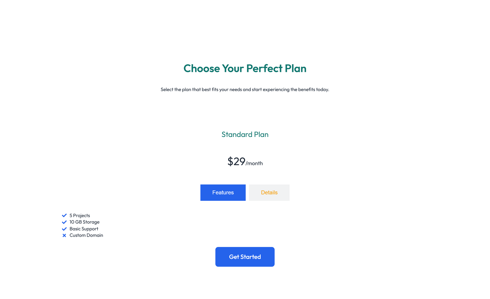 Screenshot of Pricing with 2-column Price Table Comparison 13 - Elementor Pricing Sections component