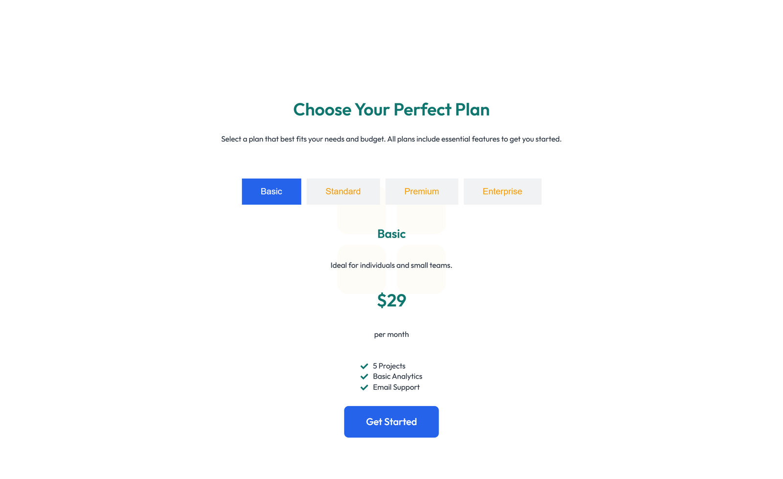 Screenshot of Pricing with 3-column Price Table with Ribbon 16 - Elementor Pricing Sections component
