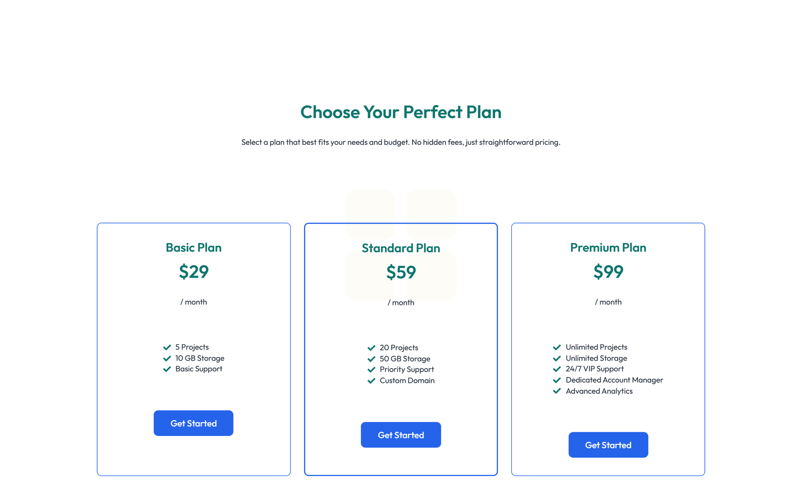 Pricing with 2-column Price Table Comparison 33 - Elementor component