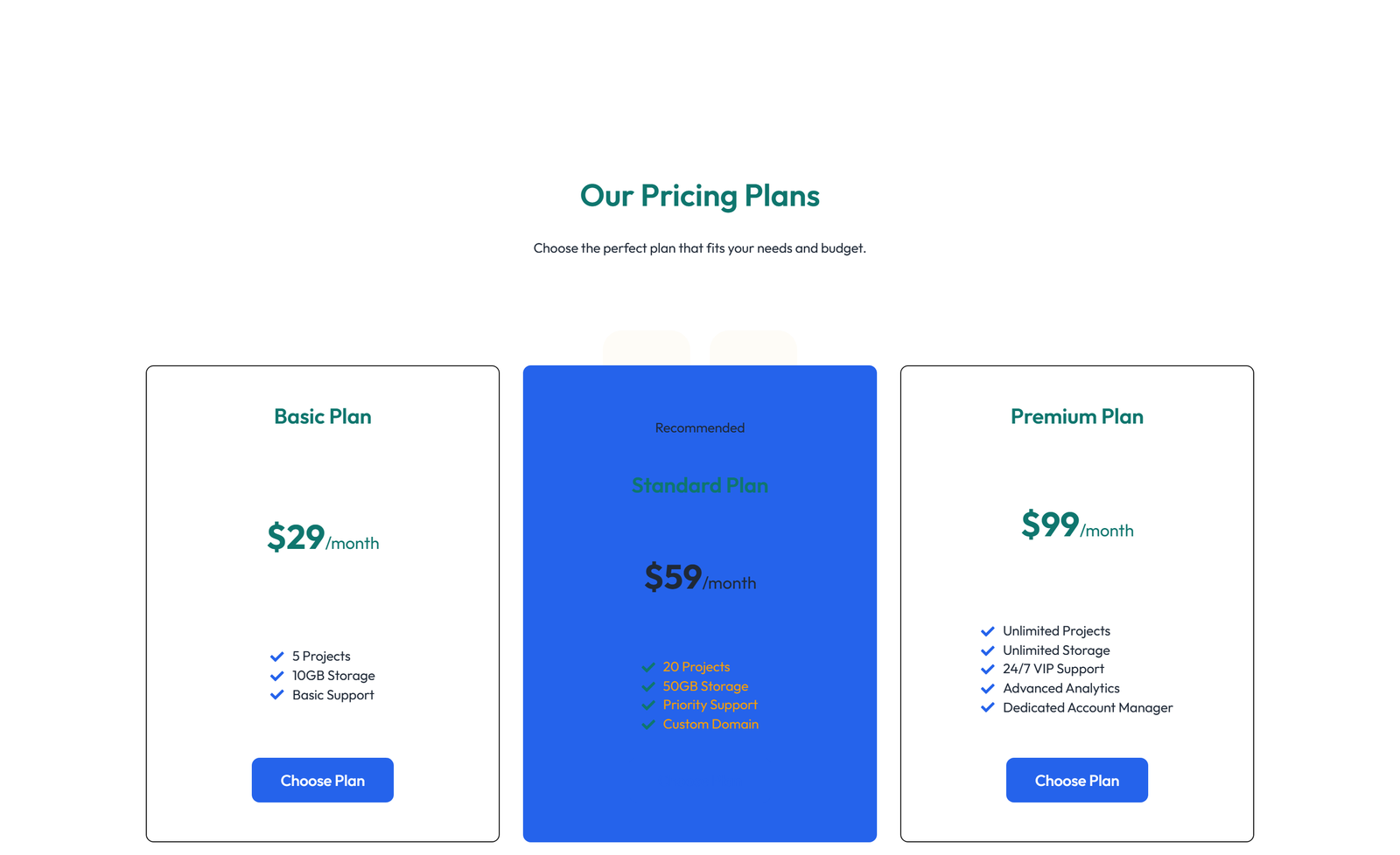 Pricing with 3-column Price Table Comparison 37 - Elementor component
