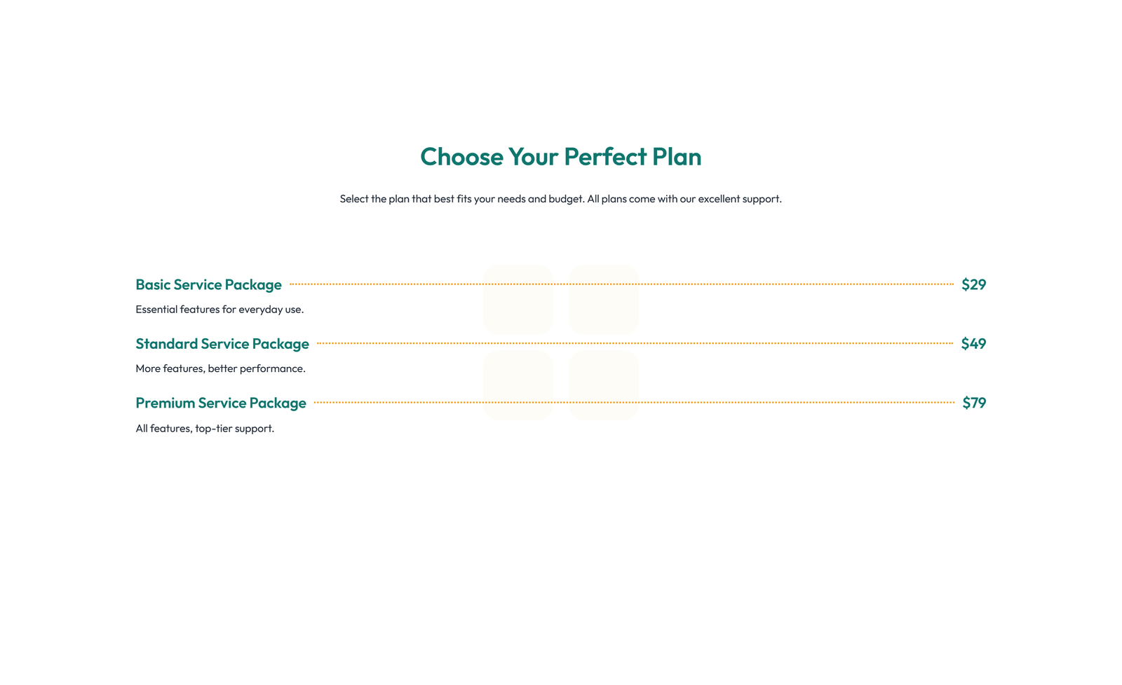 Screenshot of Pricing with 2-column Price Table Comparison 48 - Elementor Pricing Sections component