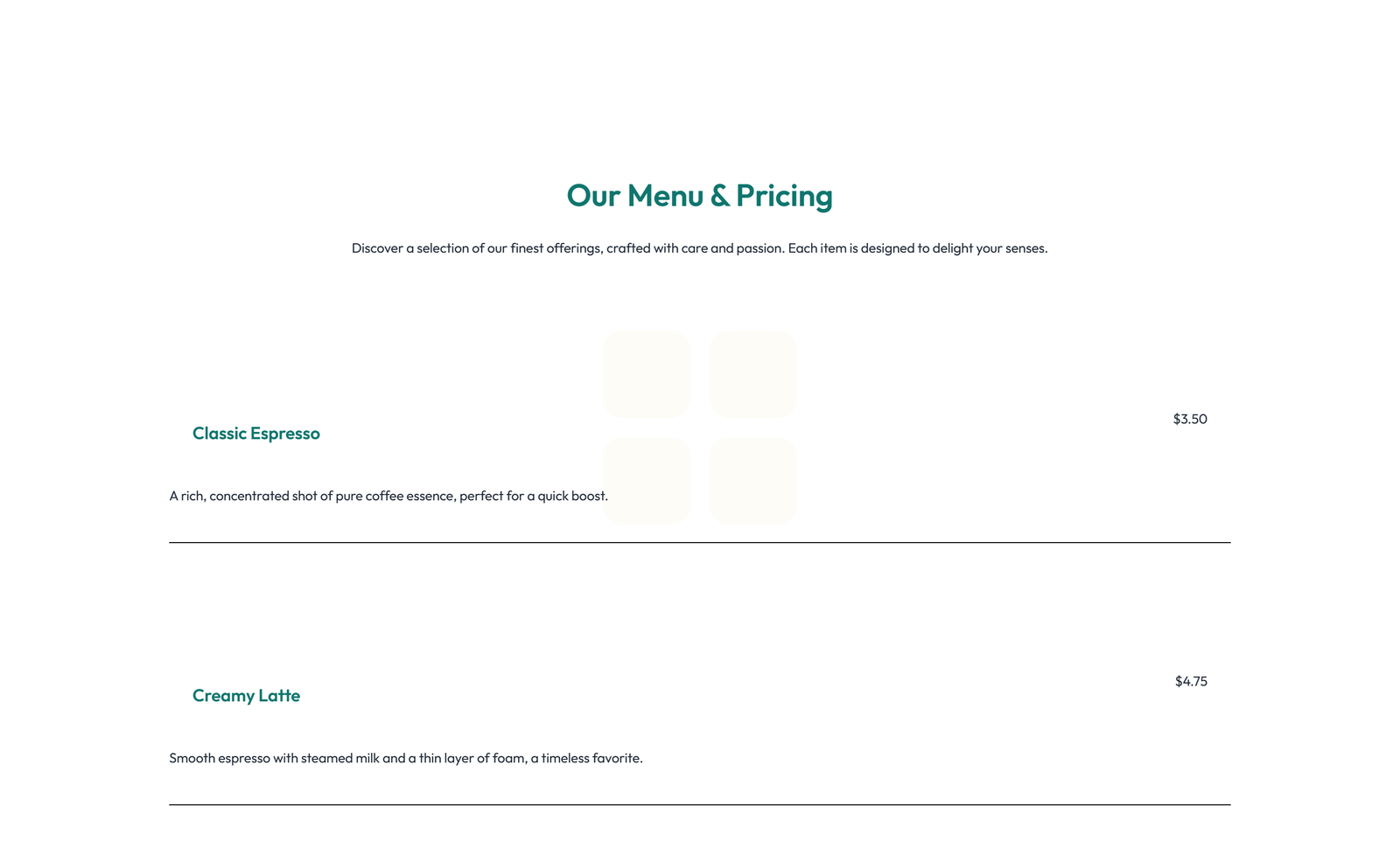 Screenshot of Pricing with 2-column Price Table Comparison 50 - Elementor Pricing Sections component
