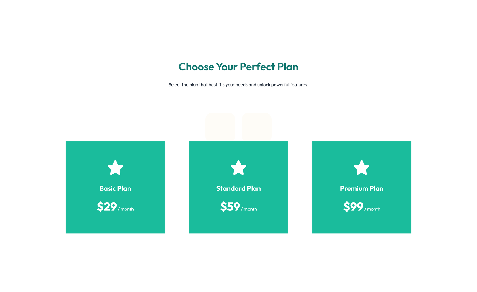 Pricing with 3-column Price Table with Ribbon 50 - Elementor component