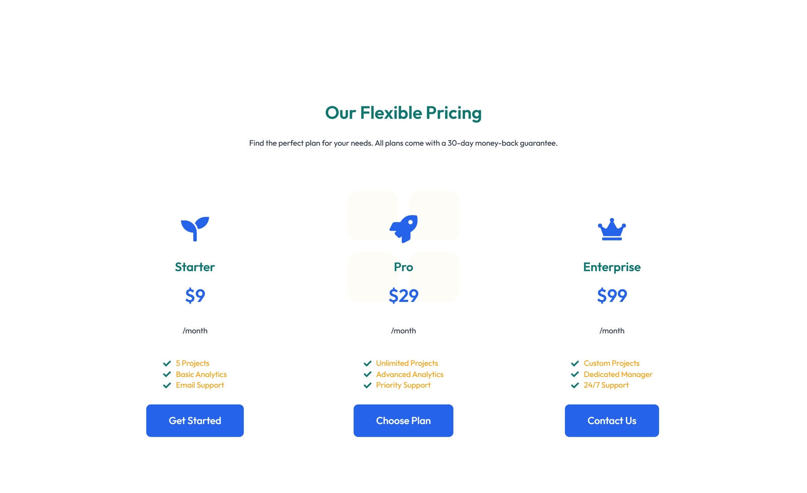 Screenshot of Pricing with 2-column Price Table Comparison 55 - Elementor Pricing Sections component