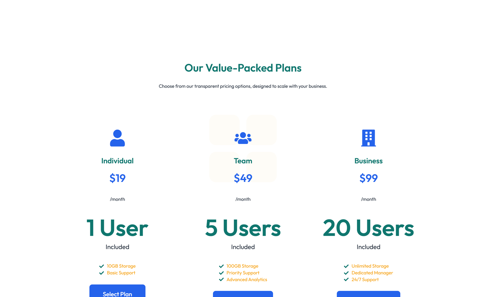 Pricing with 3-column Price Table with Ribbon 55 - Elementor component