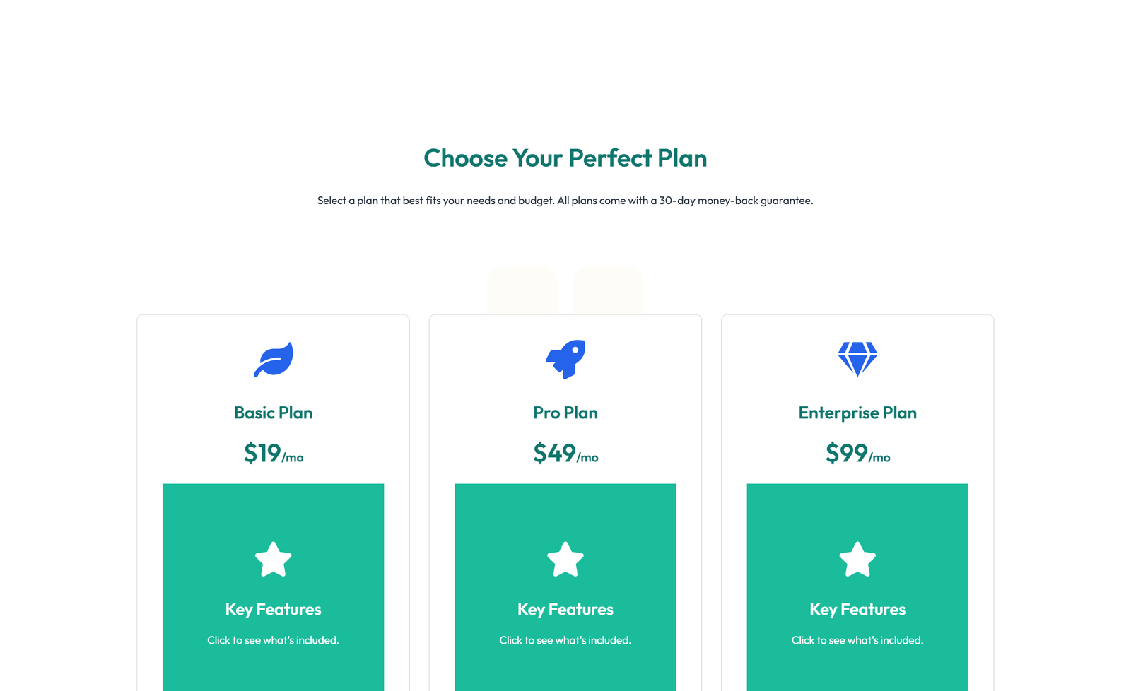 Pricing with 2-column Price Table Comparison 57 - Elementor component