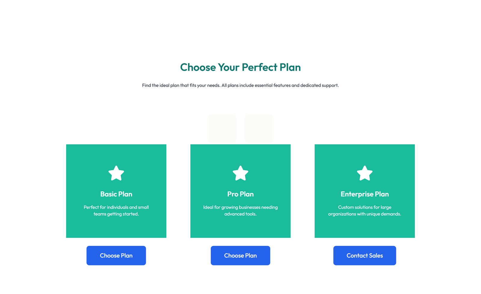 Pricing with 3-column Price Table Comparison 64 - Elementor component