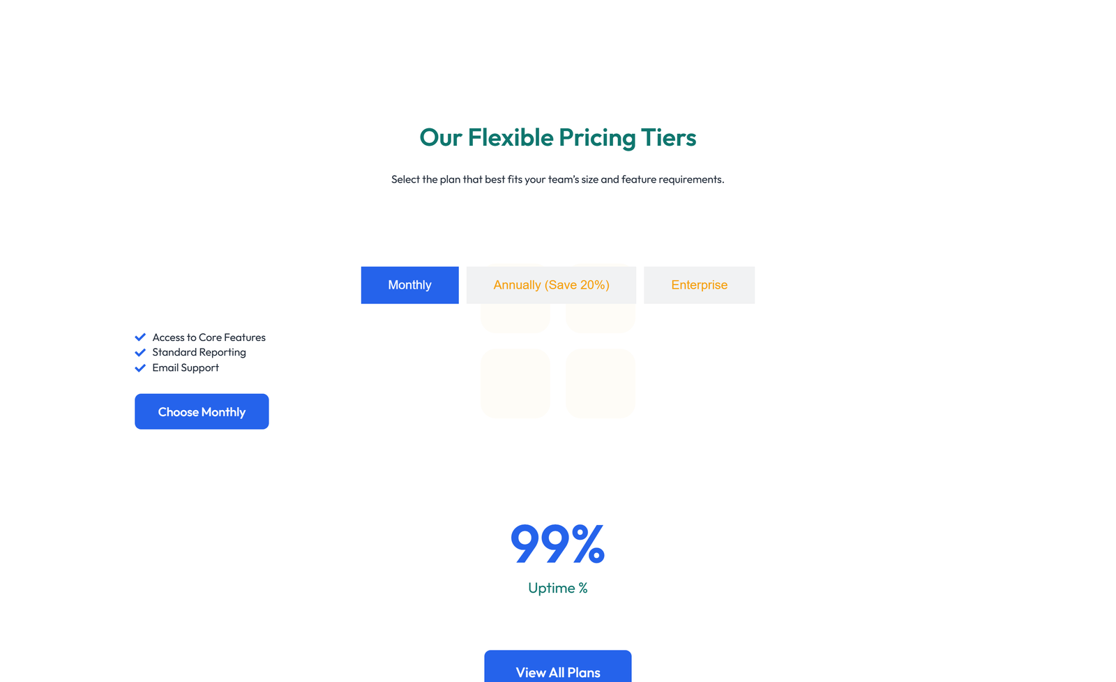Screenshot of Pricing with 3-column Price Table with Ribbon 66 - Elementor Pricing Sections component