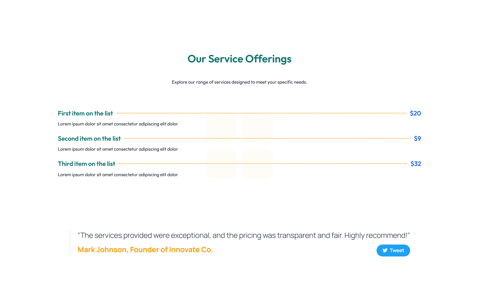Screenshot of Pricing with 2-column Price Table Comparison 68 - Elementor Pricing Sections component