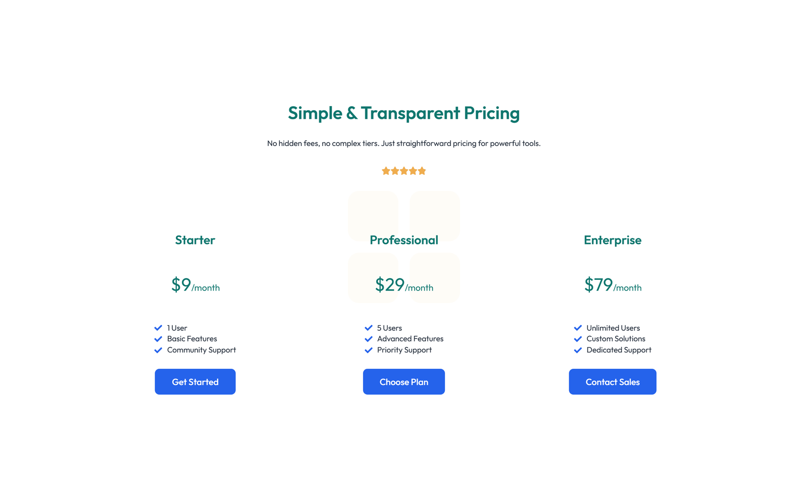 Screenshot of Pricing with 3-column Price Table with Ribbon 73 - Elementor Pricing Sections component