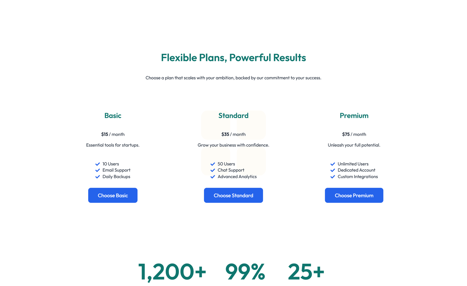 Pricing with 3-column Price Table with Ribbon 75 - Elementor component