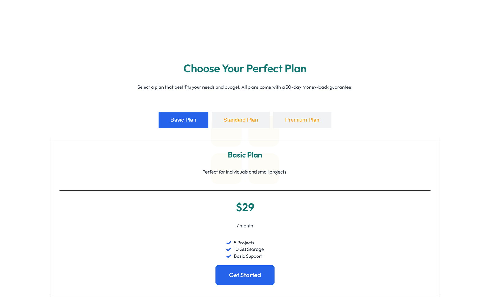 Pricing with 3-column Price Table with Ribbon 77 - Elementor component