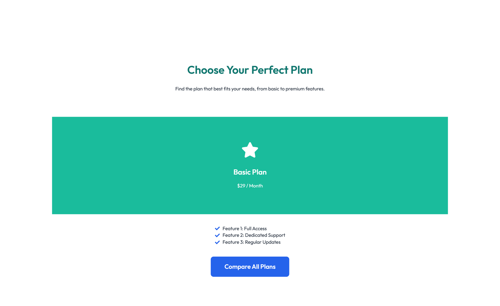 Pricing with 3-column Price Table Comparison 84 - Elementor component