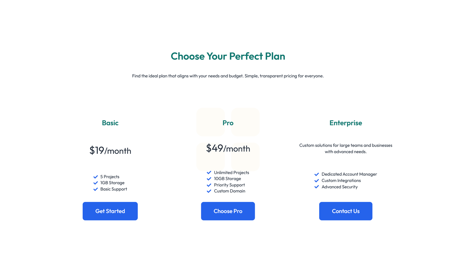 Pricing with 3-column Price Table with Ribbon 93 - Elementor component