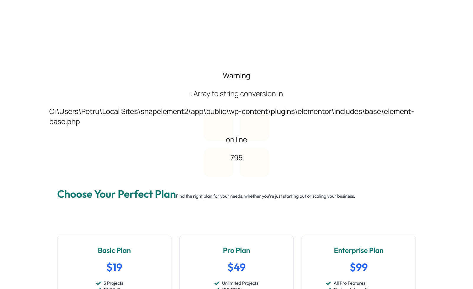 Screenshot of Pricing with 2-column Price Table Comparison 94 - Elementor Pricing Sections component
