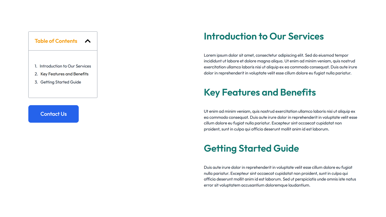 Table of Contents Layout Style 2 - Elementor component
