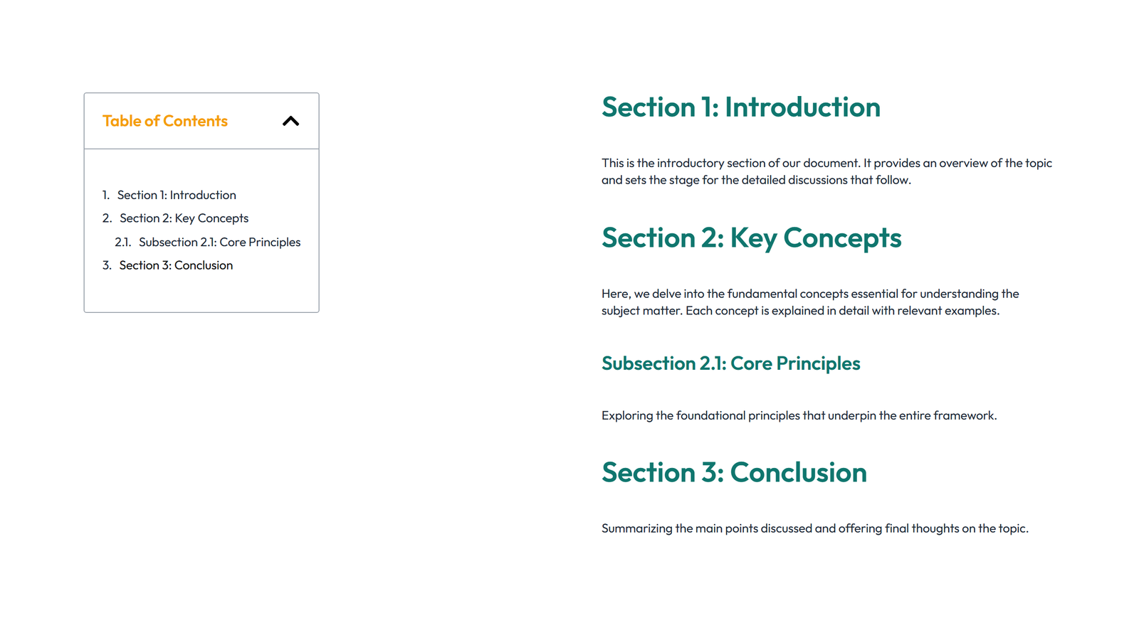 Table of Contents Layout Style 1 2 - Elementor component