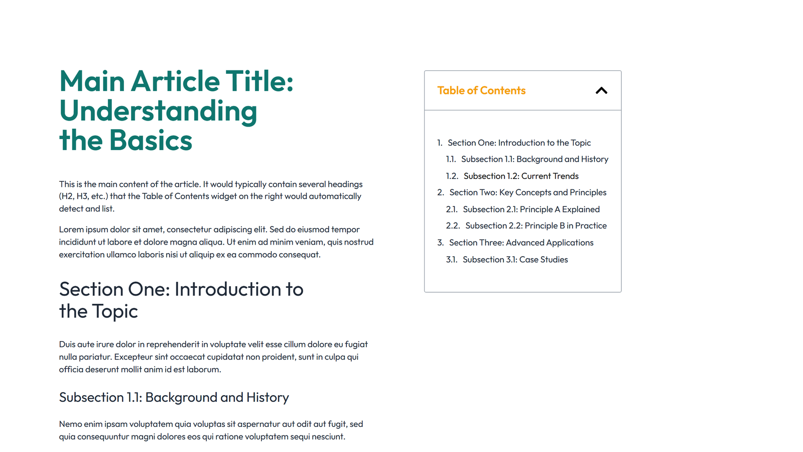 Table of Contents Layout Style 5 2 - Elementor component