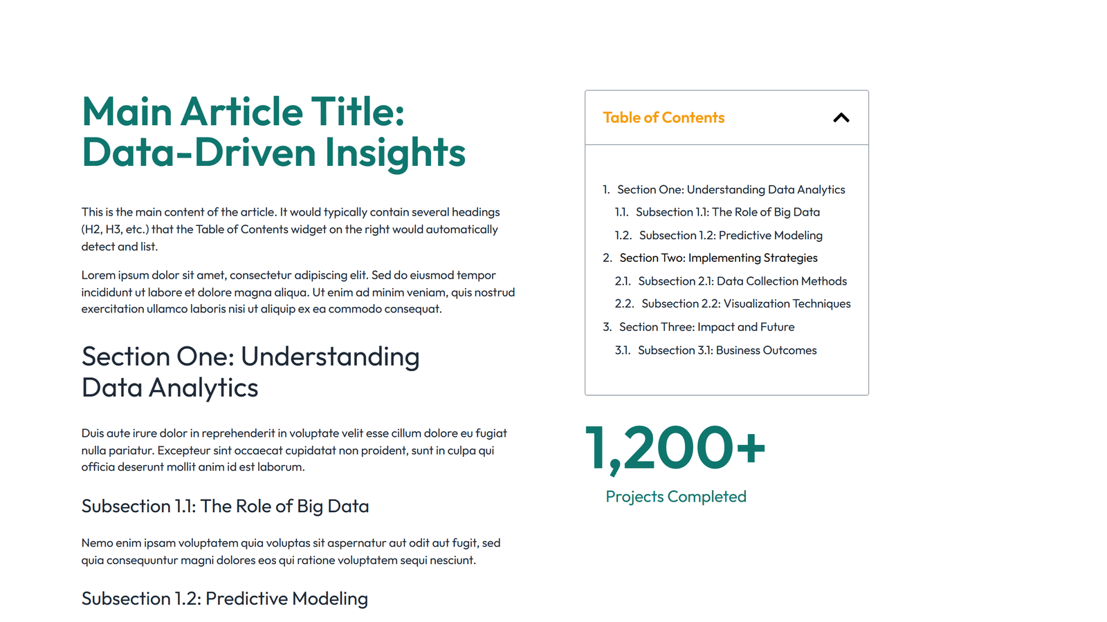 Table of Contents Layout Style 1 3 - Elementor component