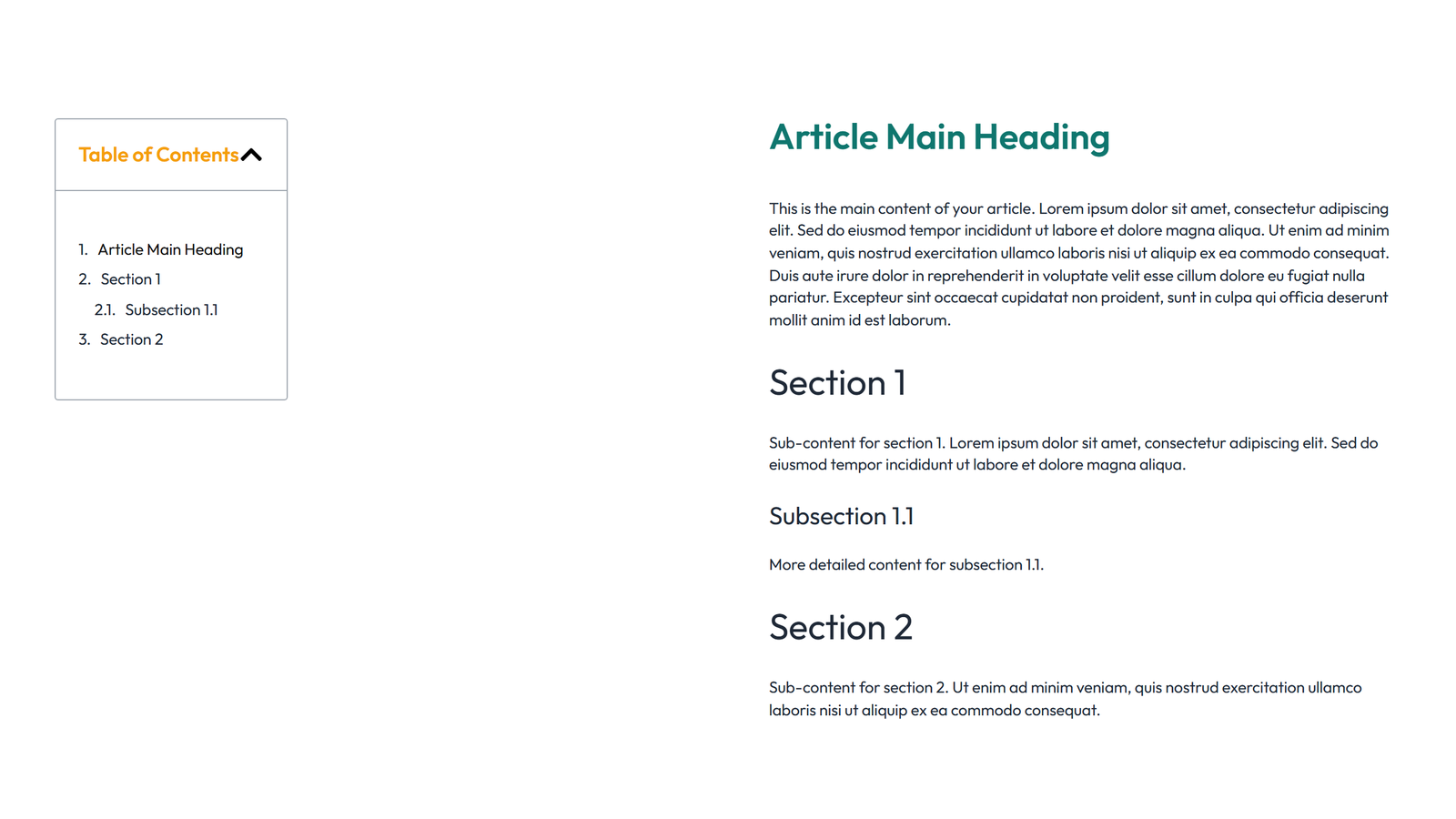Table of Contents Layout Style 2 3 - Elementor component