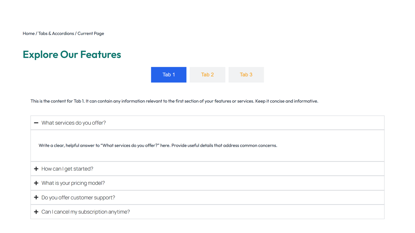 Screenshot of Tabs and Accordion Design 2 4 - Elementor Tabs & Accordions component