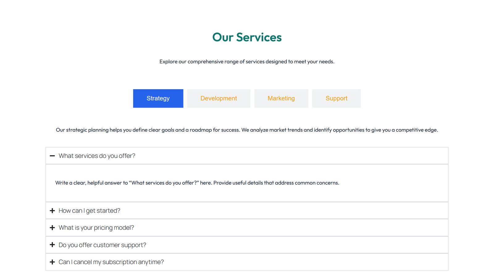 Tabs and Accordion Design 1 8 - Elementor component
