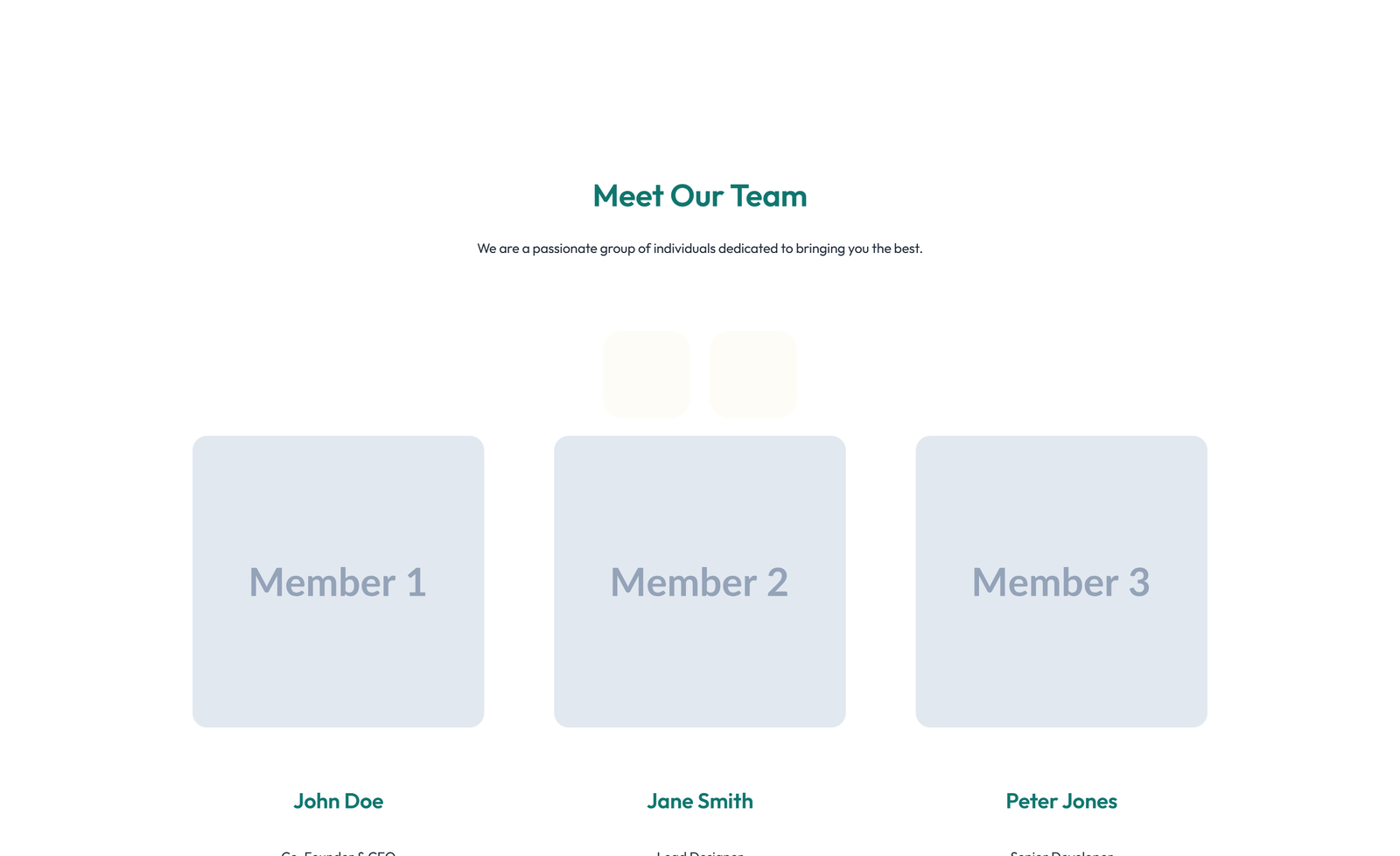 Team with 4-column Team Cards - Elementor component