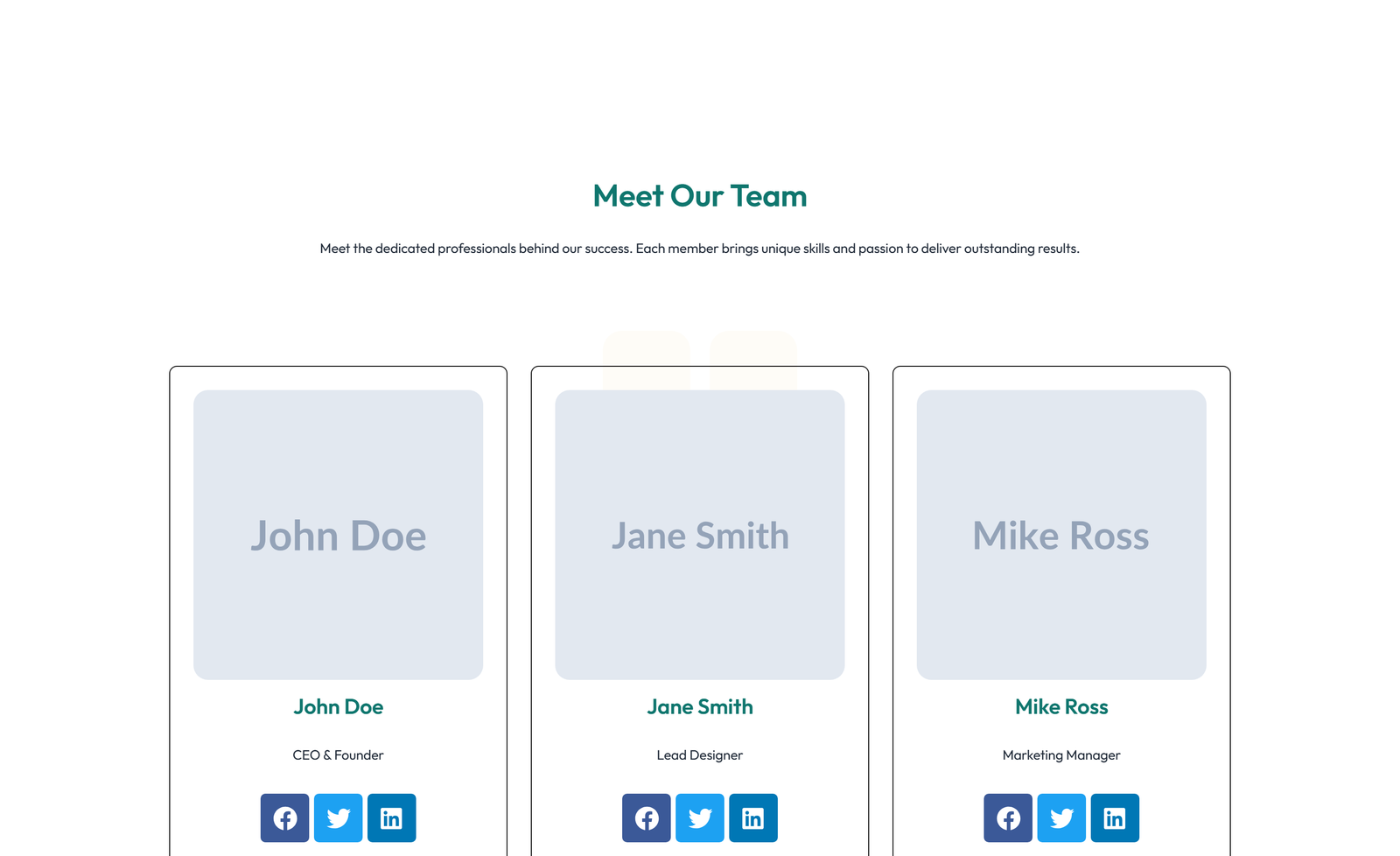 Team with 2-column Team Cards - Elementor component