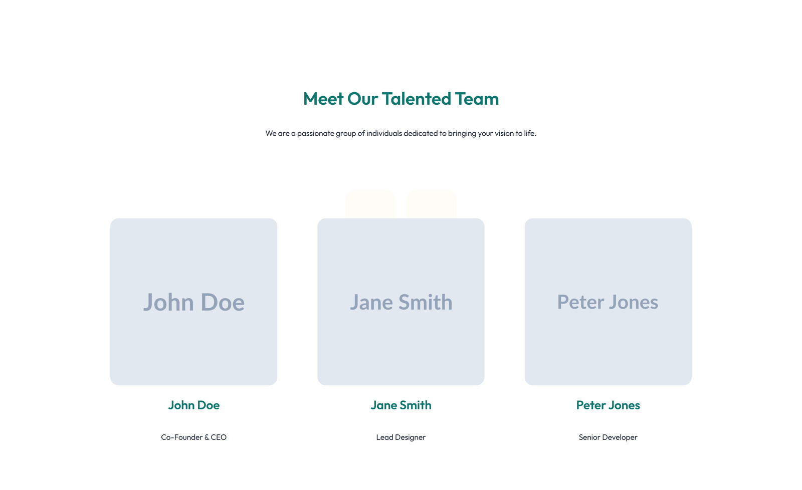Team with 3-column Team Cards with Social 2 - Elementor component