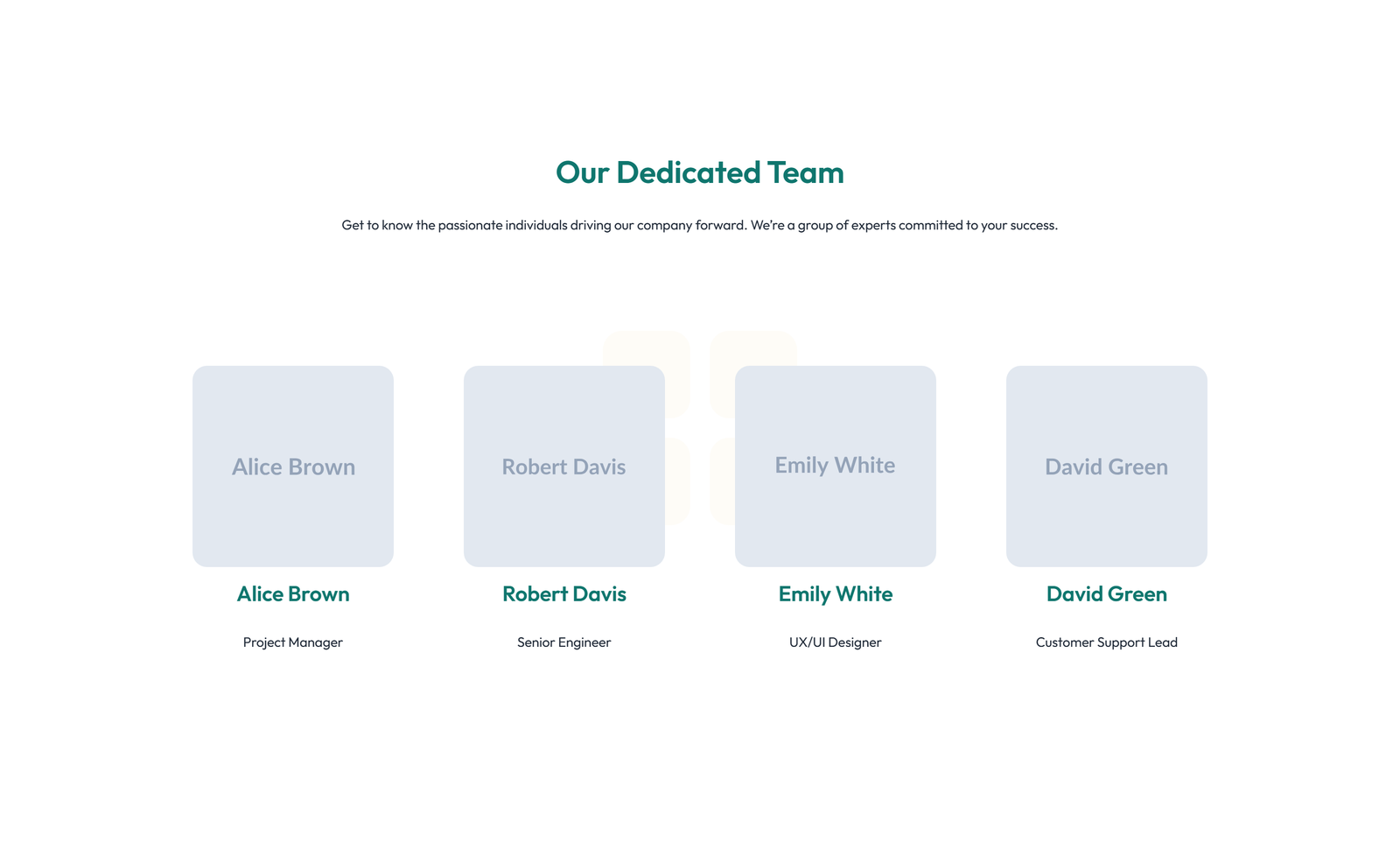 Team with 2-column Team Cards 4 - Elementor component