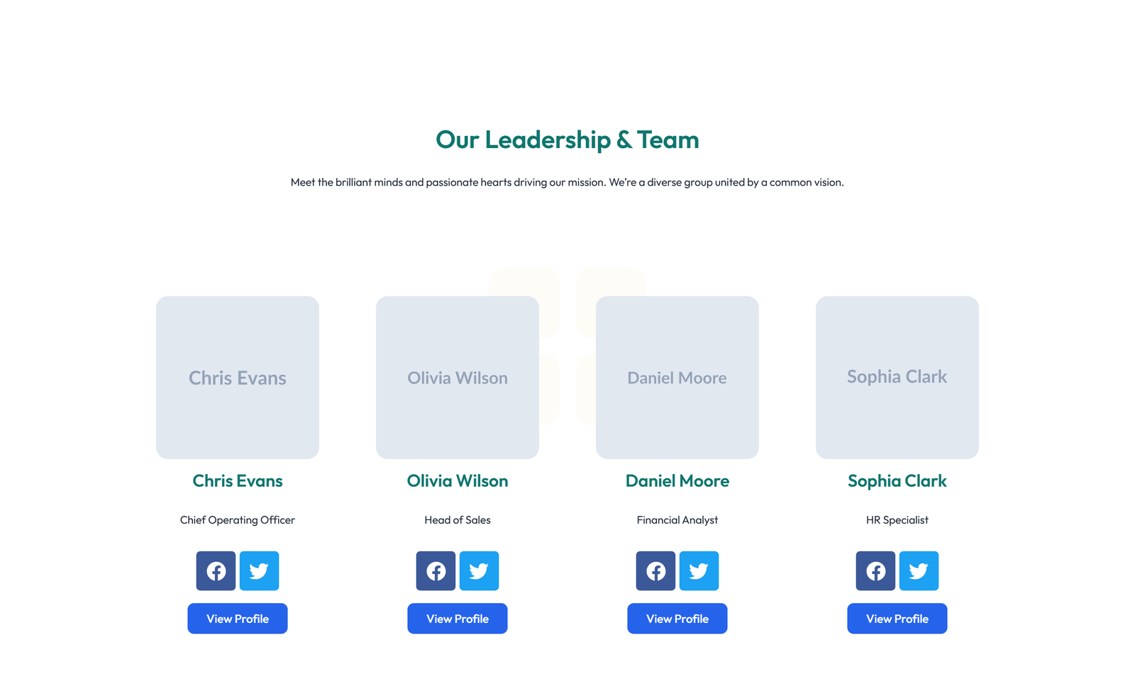Team with 3-column Team Cards with Social 5 - Elementor component