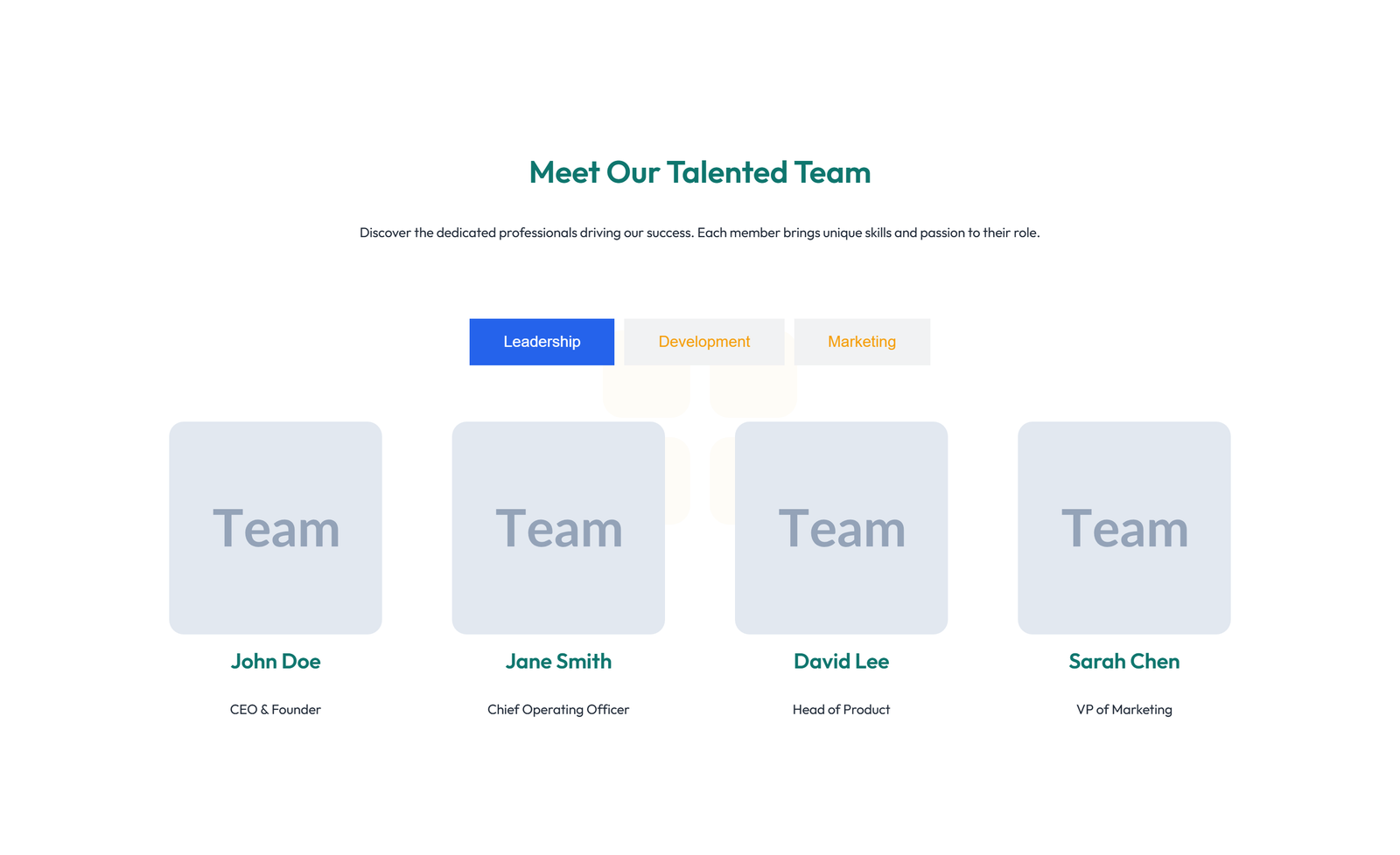 Team with 4-column Team Cards 7 - Elementor component