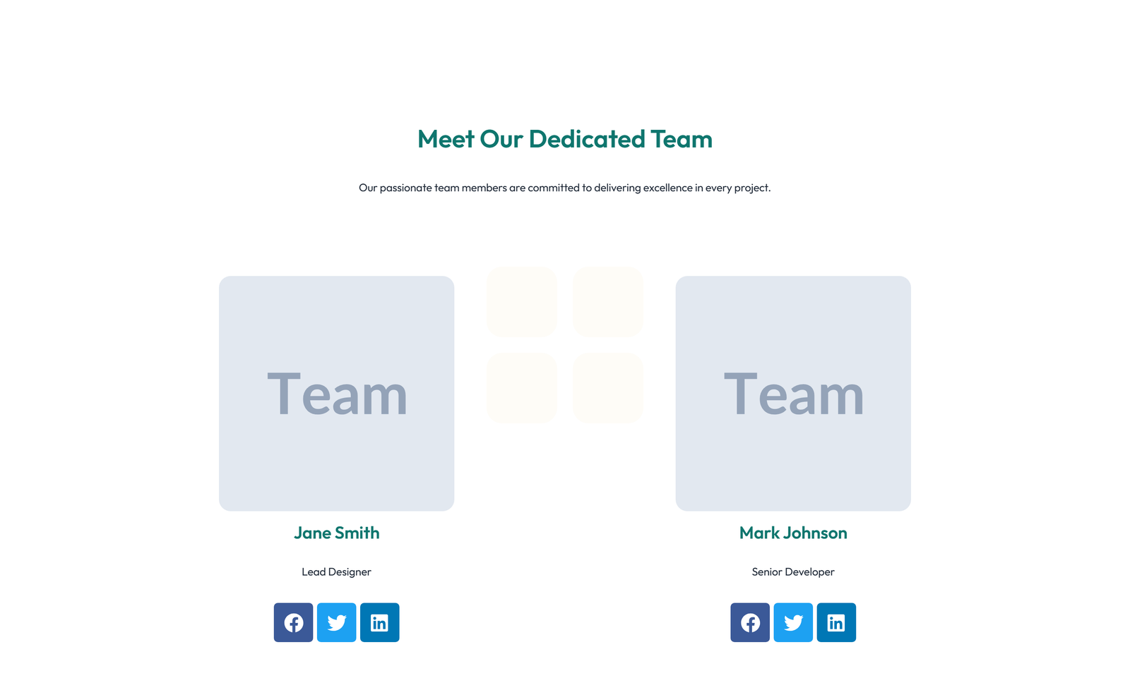 Team with 2-column Team Cards 7 - Elementor component