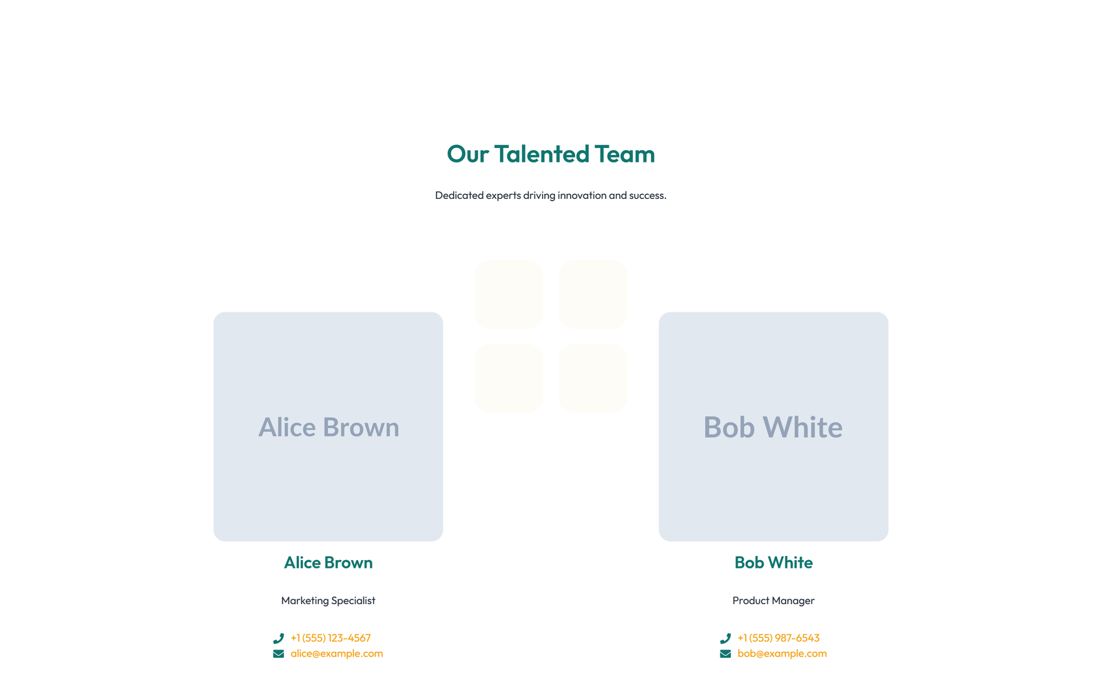 Team with 2-column Team Cards 8 - Elementor component