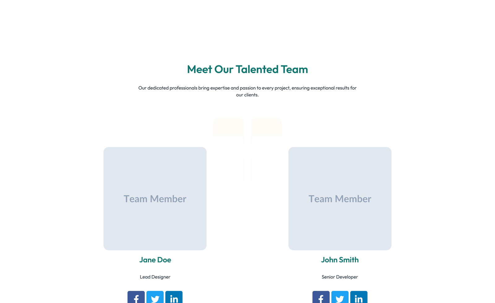 Team with 4-column Team Cards 10 - Elementor component