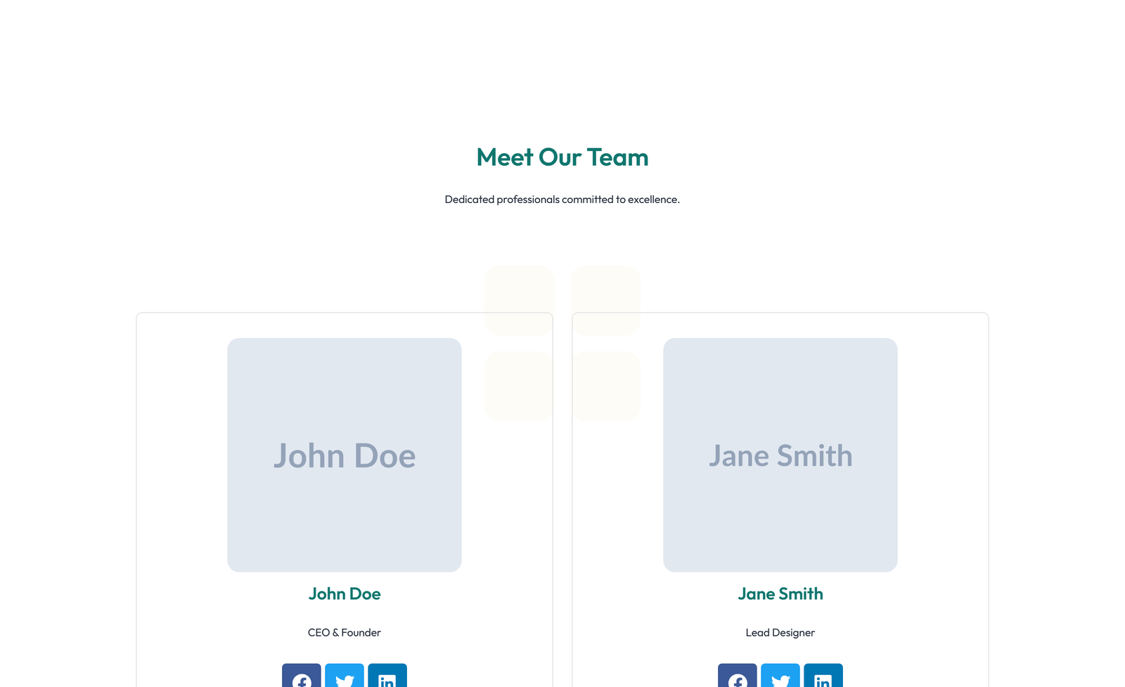Team with 2-column Team Cards 10 - Elementor component