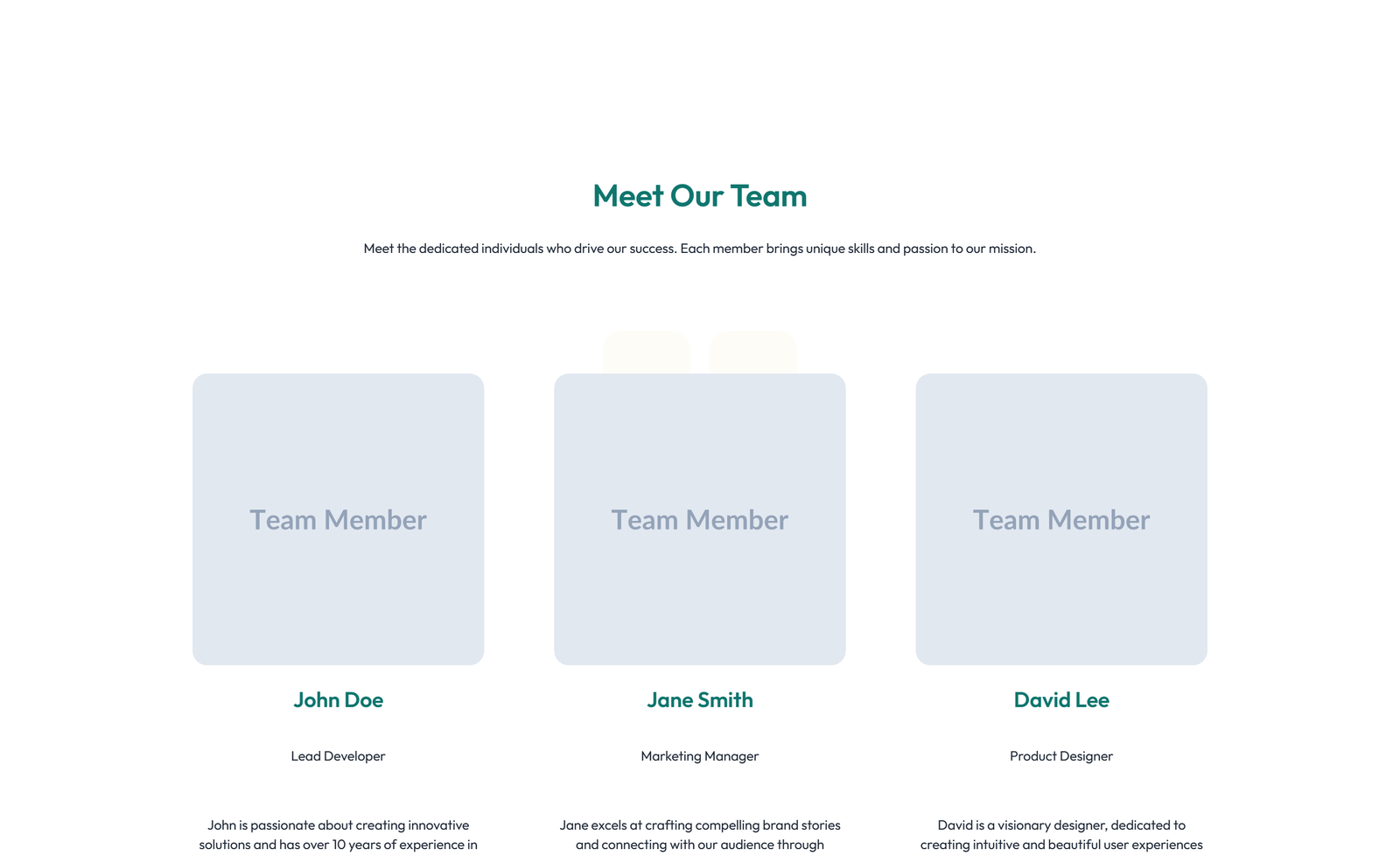Team with 3-column Team Cards with Social 11 - Elementor component