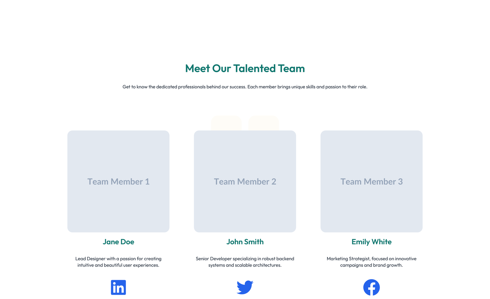 Team with 4-column Team Cards 13 - Elementor component