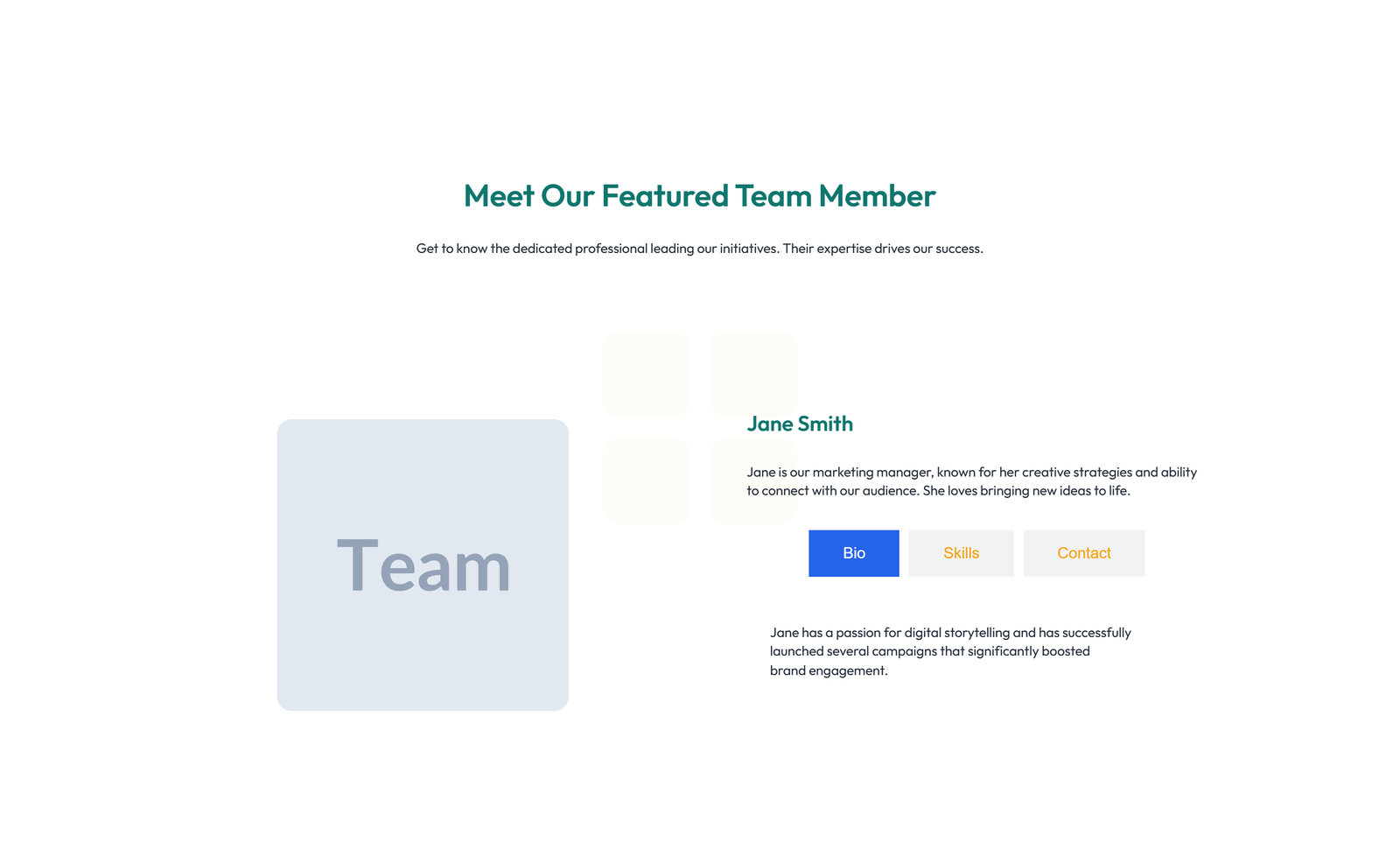 Team with 4-column Team Cards 17 - Elementor component