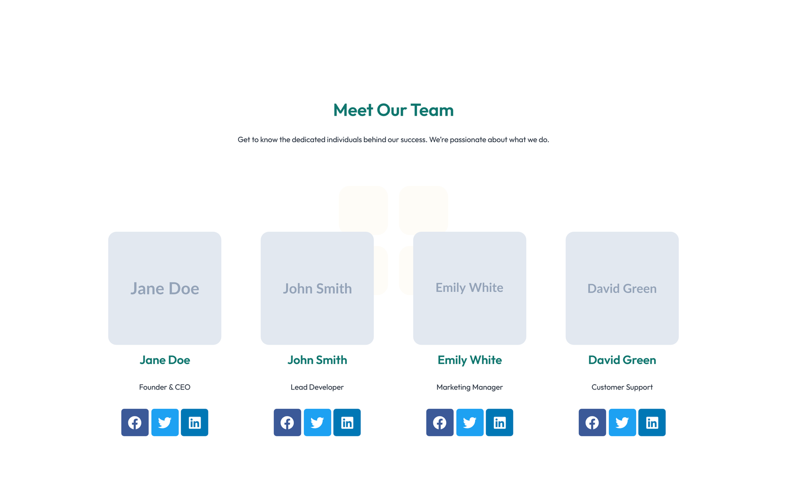 Team with 2-column Team Cards 27 - Elementor component