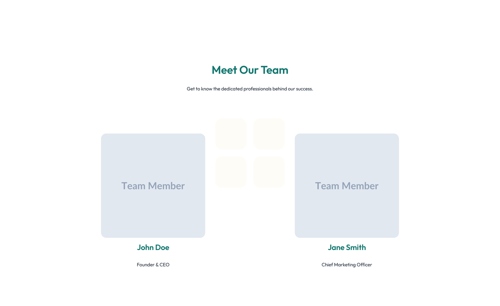 Team with 3-column Team Cards with Social 30 - Elementor component