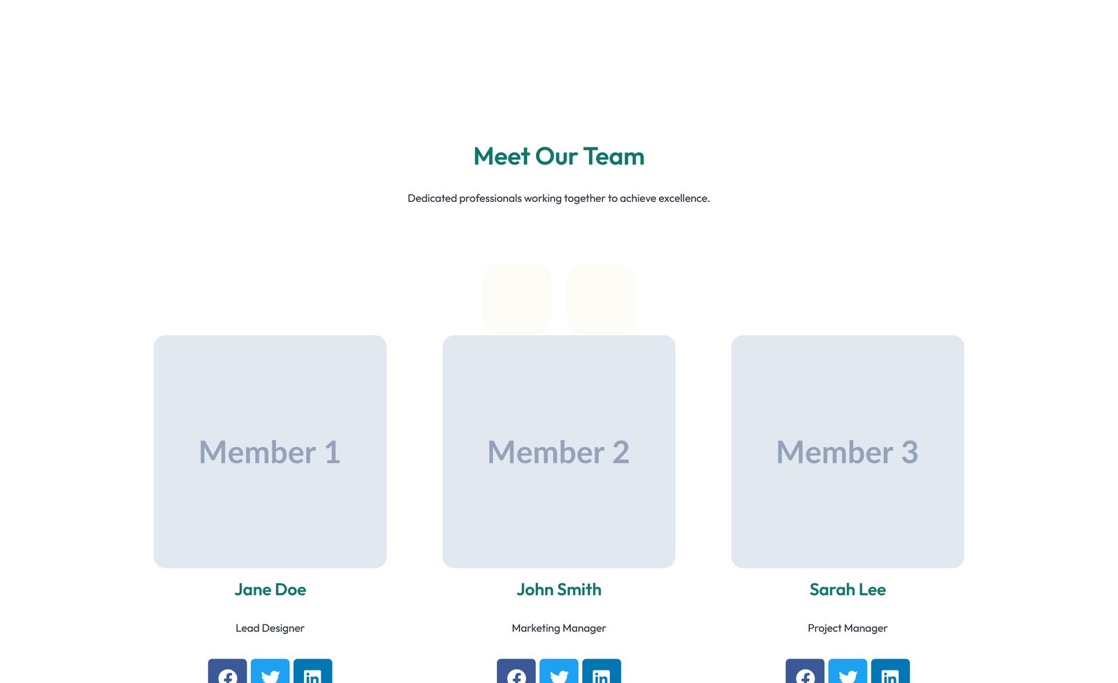 Team with 4-column Team Cards 33 - Elementor component